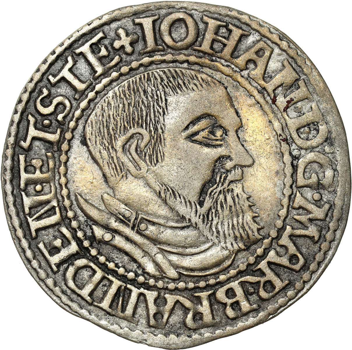 Śląsk, Księstwo Krośnieńskie. Jan Kostrzyński (1535–1571). Grosz 1545, Krosno - ŁADNY